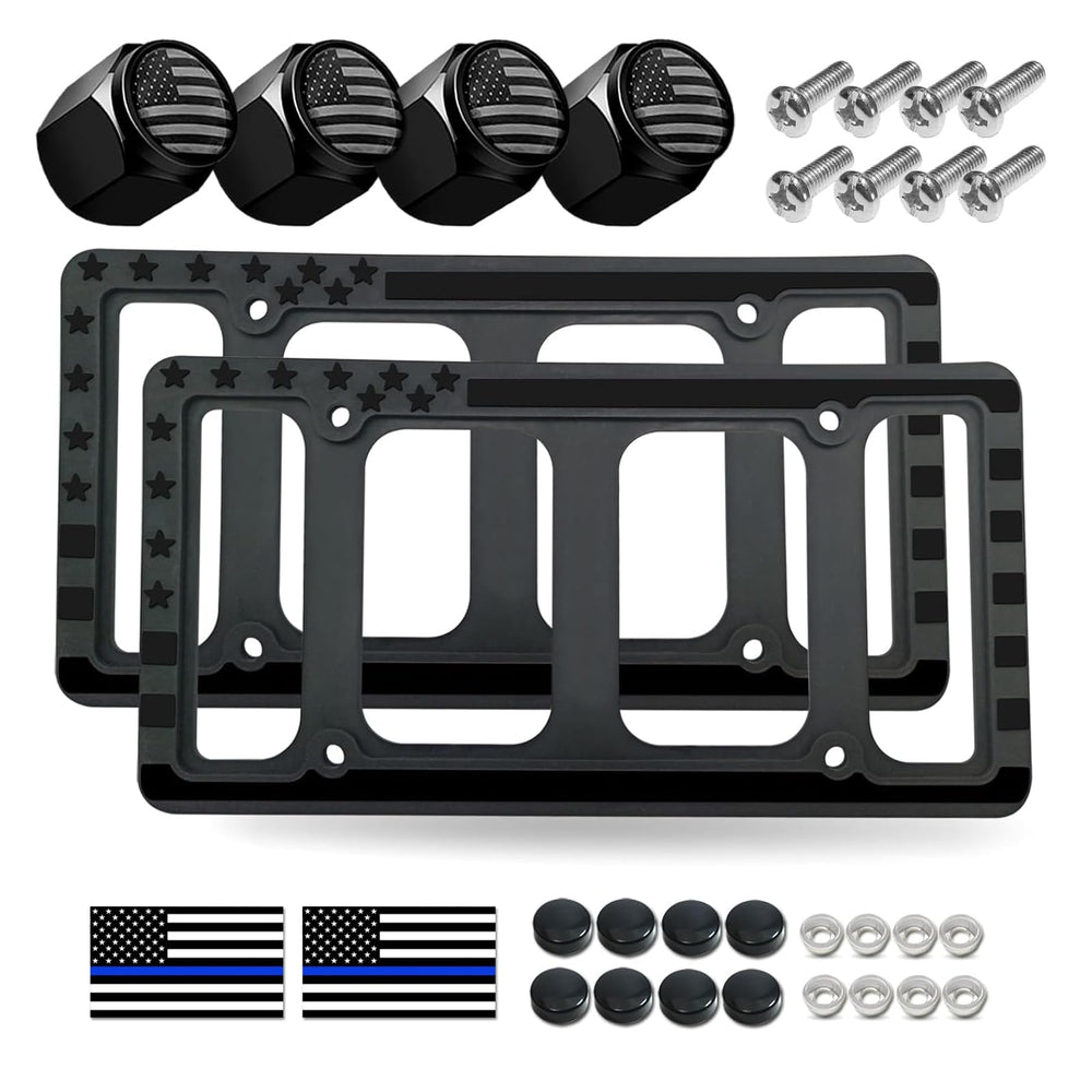 FBJTDQ silicone American flag frame front view adds glossy flag emblem for curb appeal.
