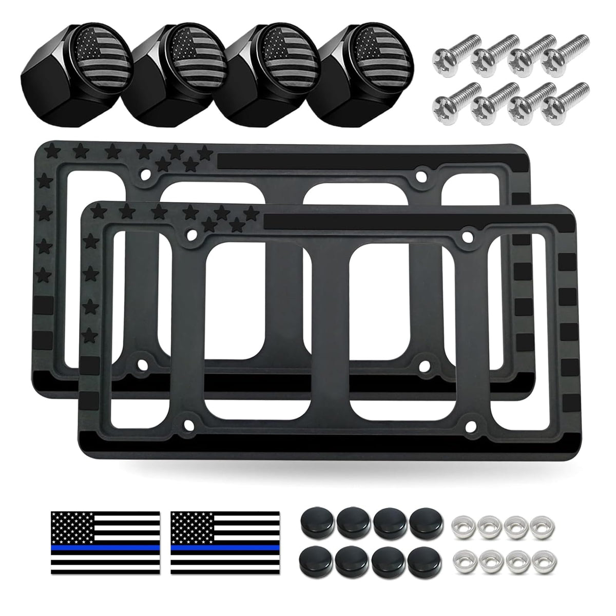 FBJTDQ silicone American flag frame front view adds glossy flag emblem for curb appeal.