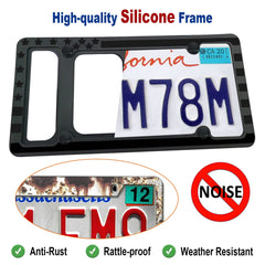 FBJTDQ silicone American flag frame rear view shows rustproof, rattle-free mounting.