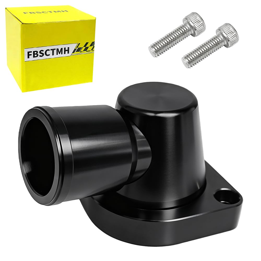 FBSCTMH billet swivel thermostat housing, 90-degree design for optimized LS engine coolant routing.