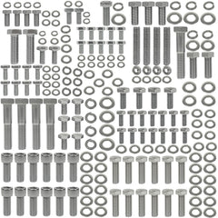 FBSCTMH 304 stainless small-block bolt kit close-up showing rust-resistant hardware for Chevy engines.