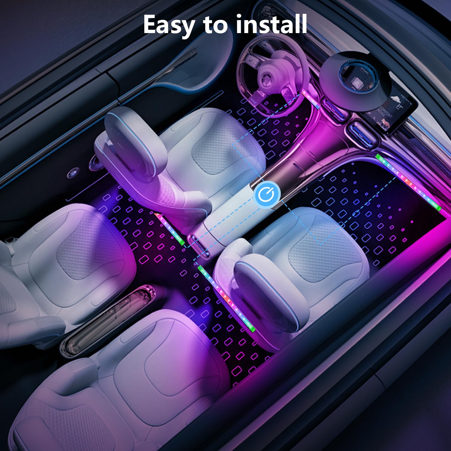 FCPVHOY adhesive-backed LED strips with included zip ties for secure installation