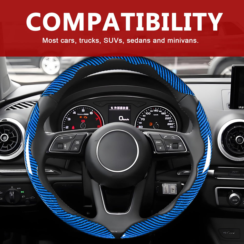 FDCTSD durable carbon fiber cover protects steering wheel from wear and sun damage