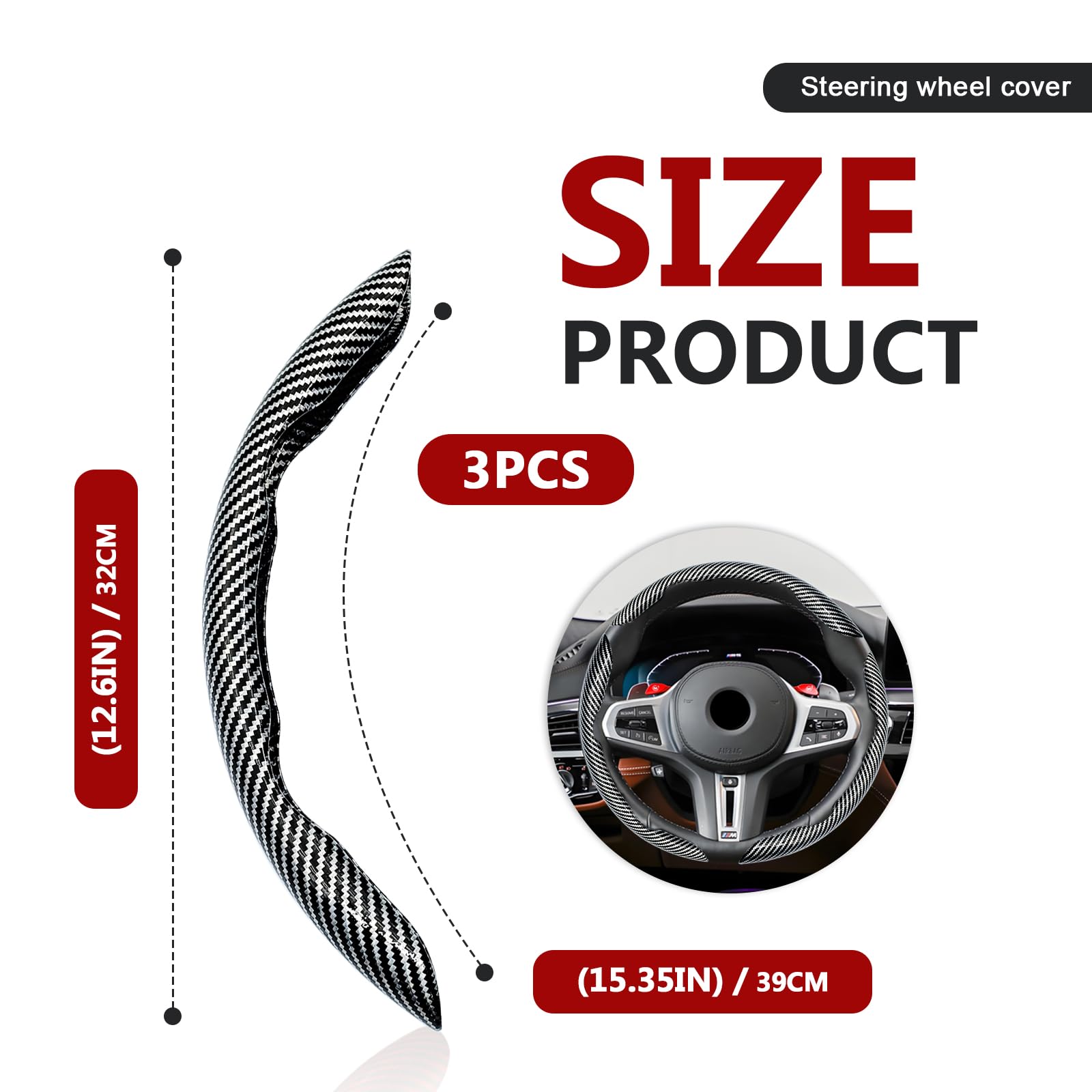 FDCTSD steering wheel cover anti-slip close-up highlights secure grip