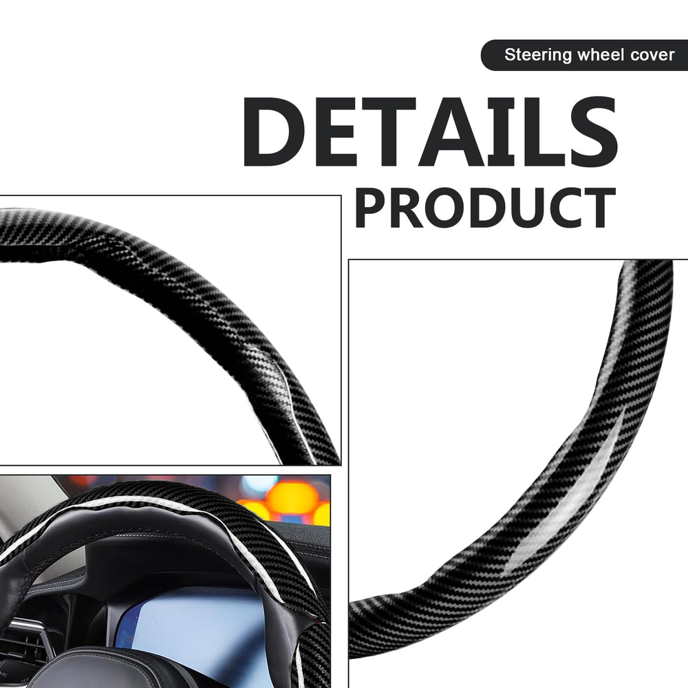 FDCTSD steering wheel cover fits 14.5–16 inch wheels and refreshes interior look