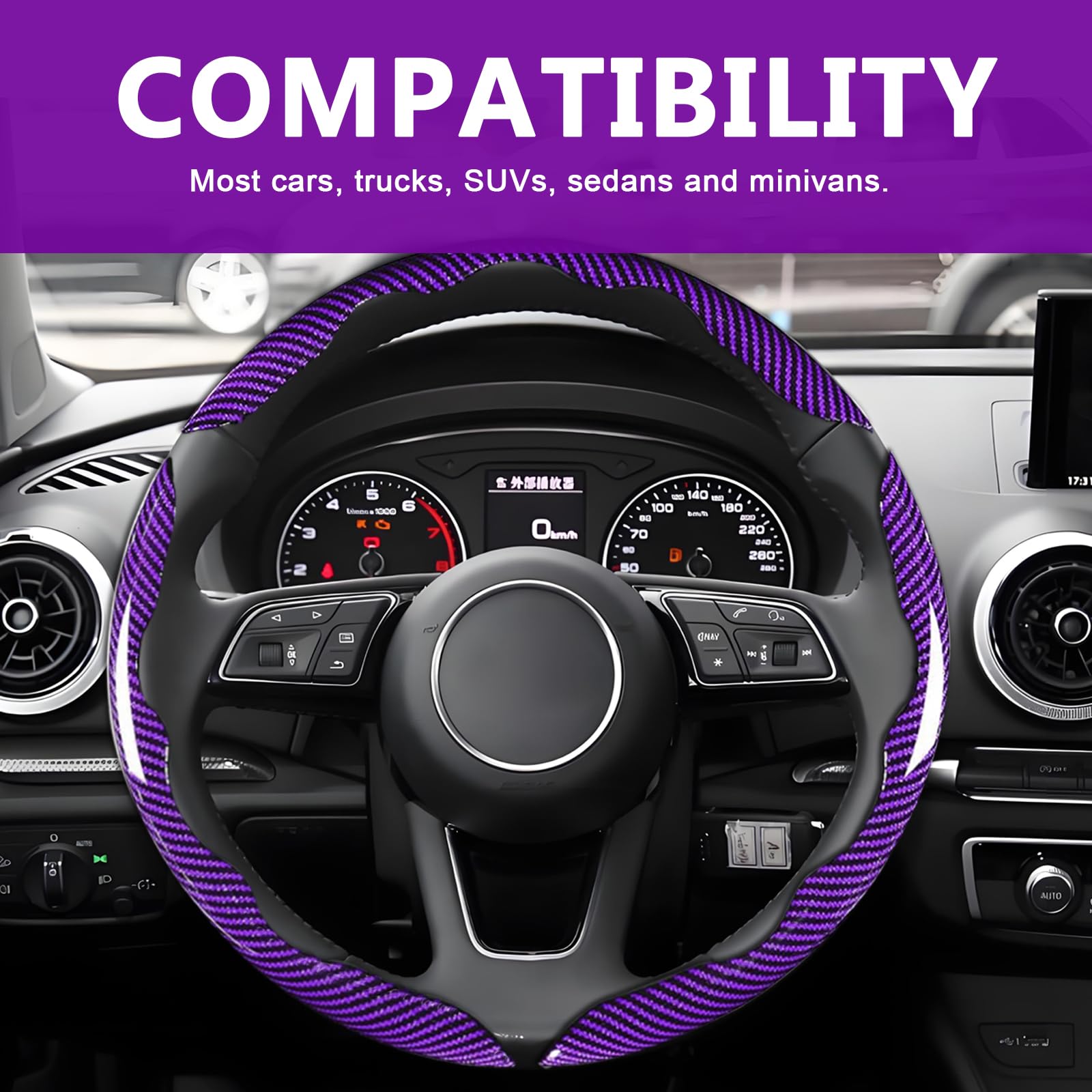 FDCTSD purple steering wheel cover protects from sun damage.