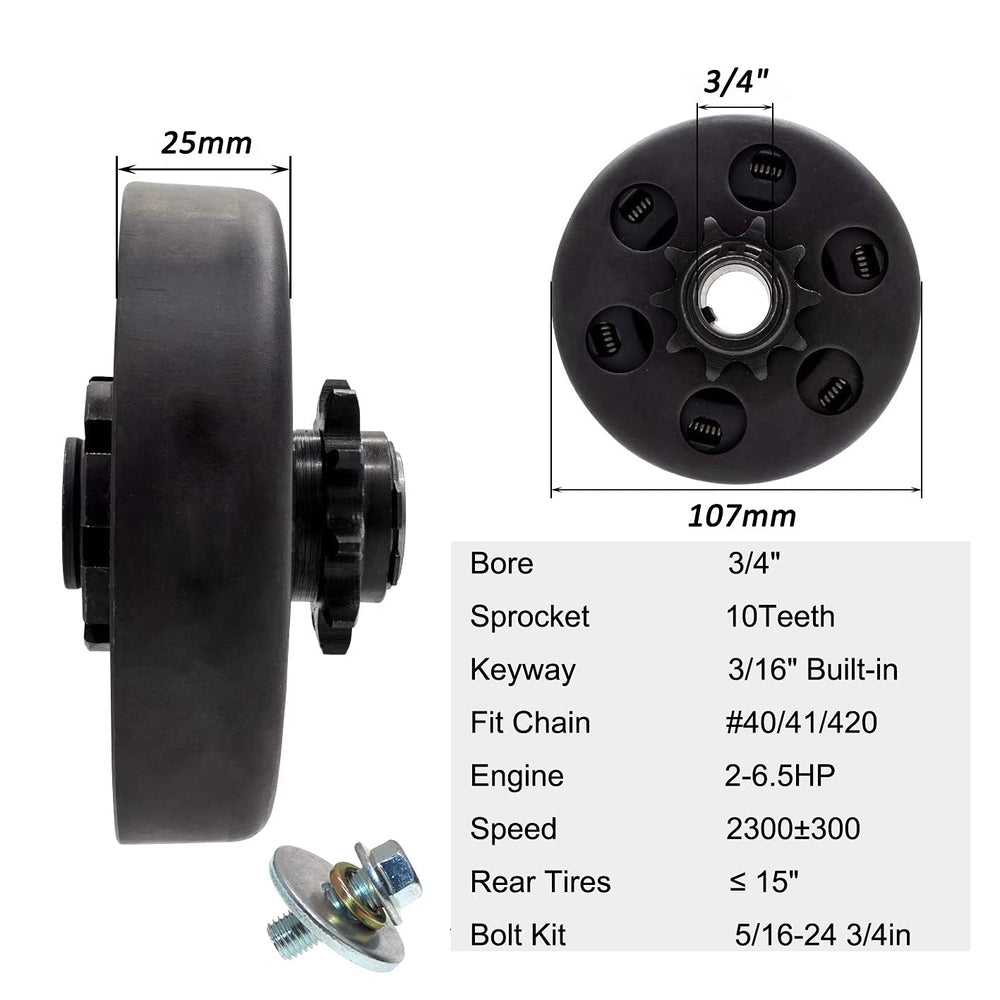 FDJ clutch compatible with Predator 212cc engines and small Honda Tecumseh Briggs engines.