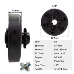 FDJ clutch compatible with Predator 212cc engines and small Honda Tecumseh Briggs engines.