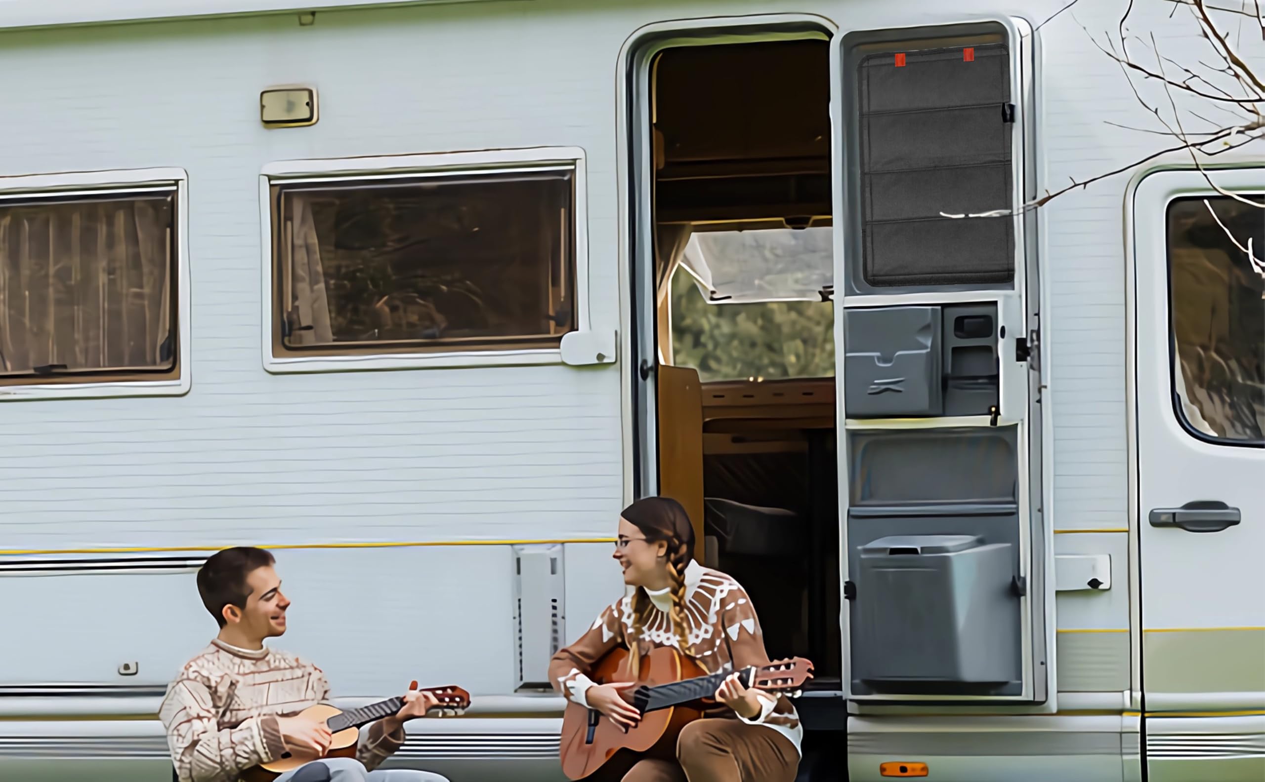 FDKJEJC RV blackout curtain blocks glare with UV protection for cooler interior