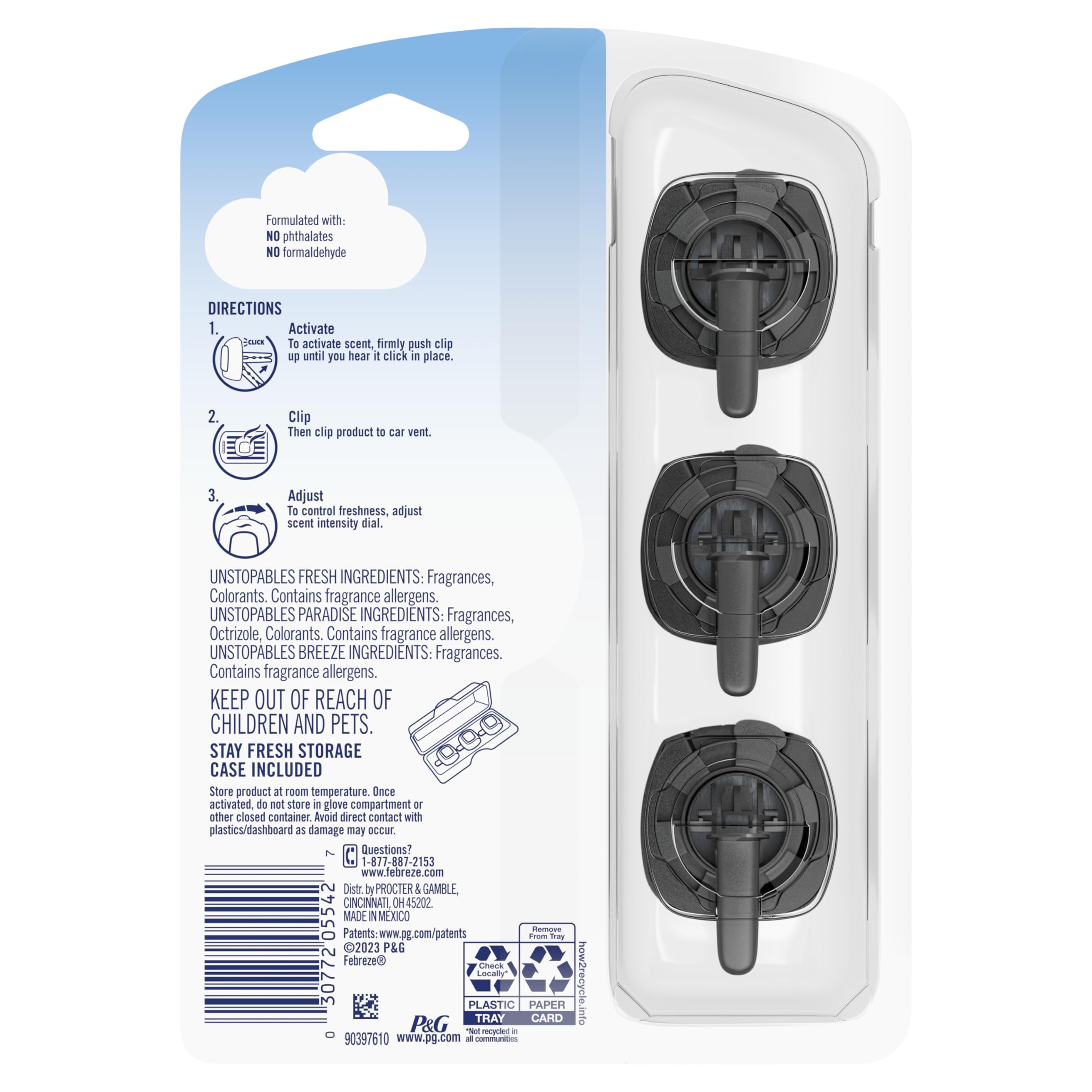 Febreze Cabin aromas from Unstopables variety pack enhance every ride.