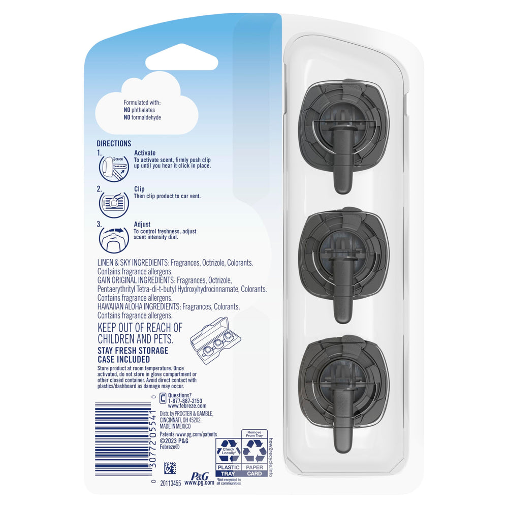 Febreze Car Vent Clip provides up to 40 days of scent.