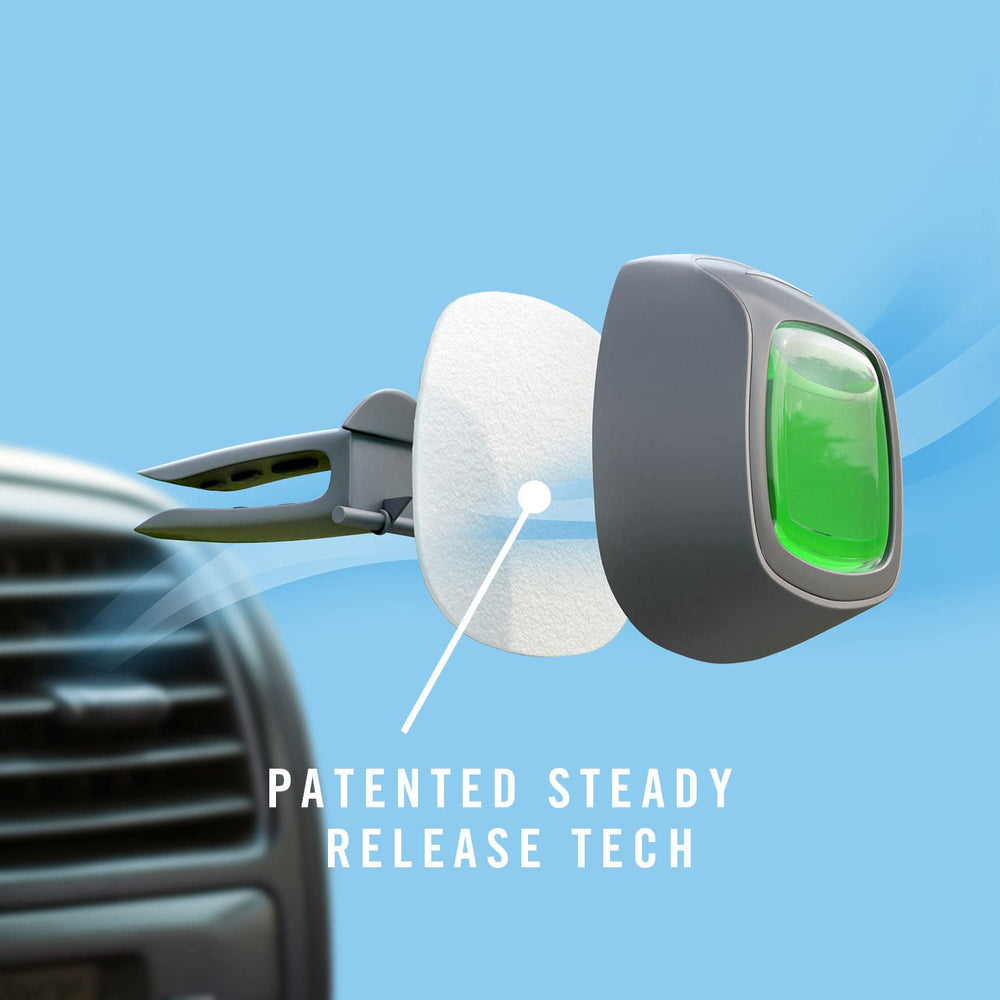 Febreze vent clip provides up to 40 days of scent on low setting.