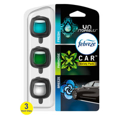Febreze Car Vent Clip Unstopables Paradise delivers a lasting, vibrant scent in the cabin.