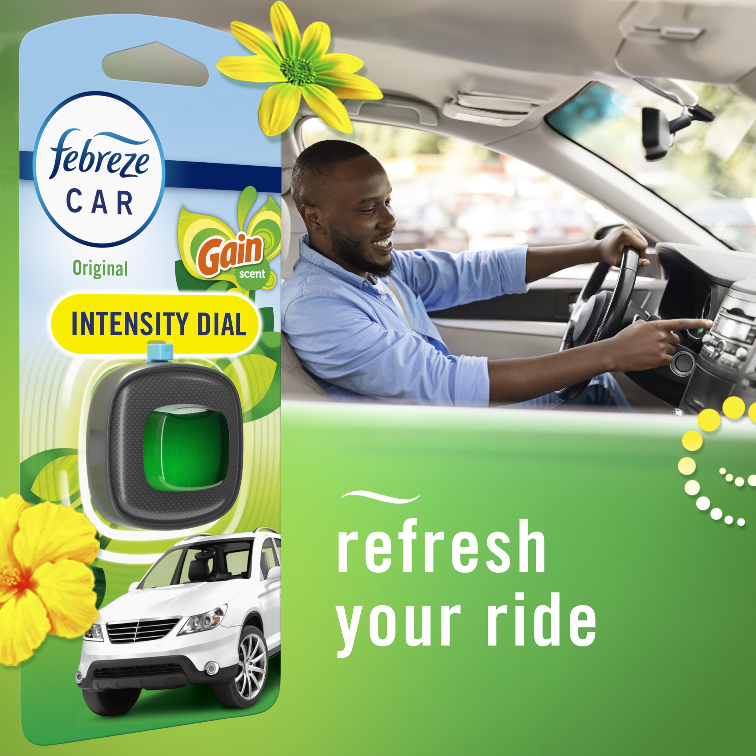 Febreze scent intensity adjust lets you choose low to high strength.
