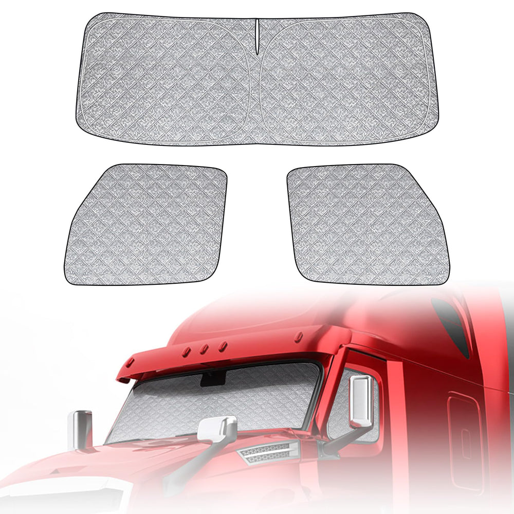 Truck cab shade supports comfortable driving on long hauls.
