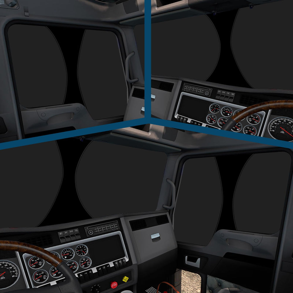 Federedevo six-layer window shade on Kenworth T880 side window supports daytime privacy.