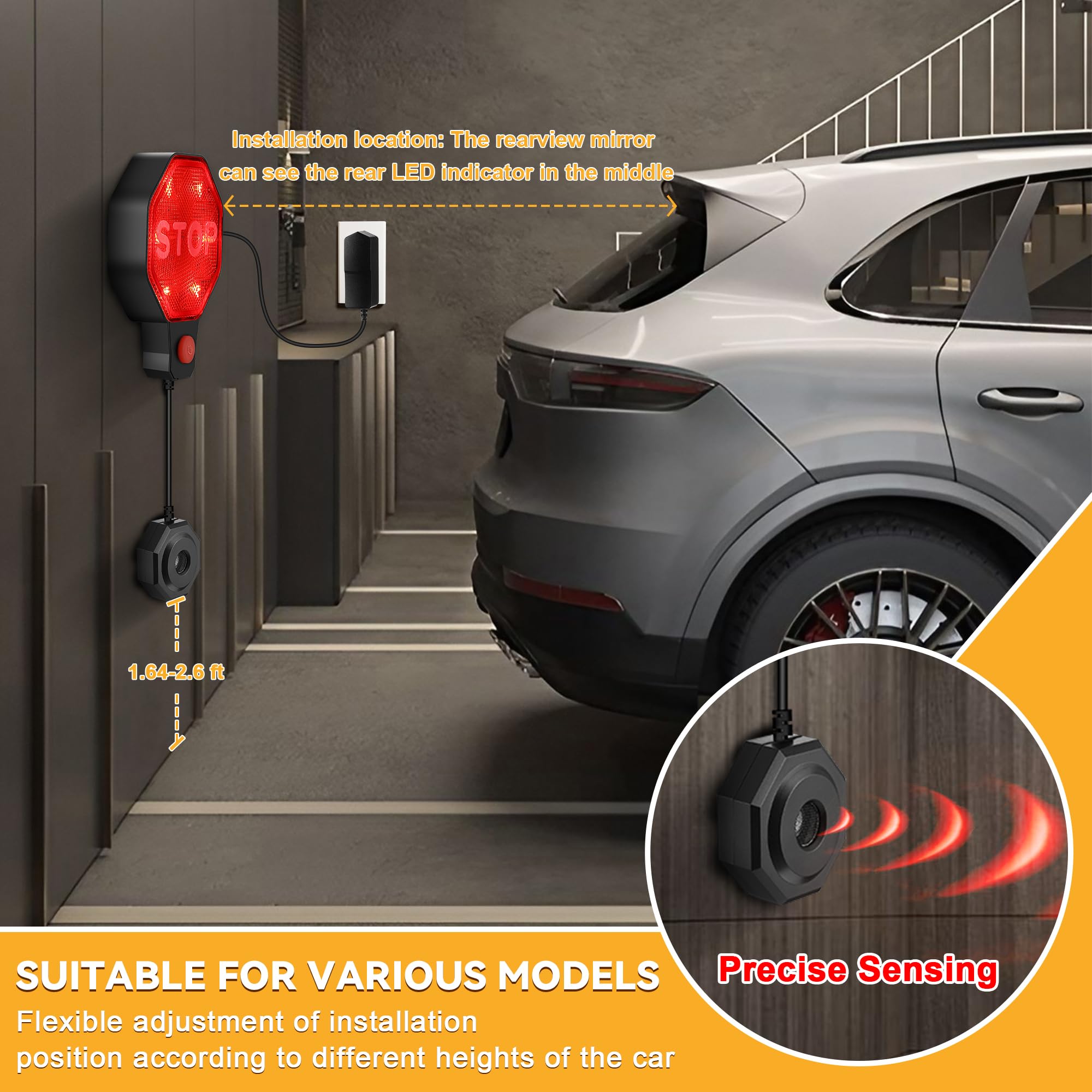 Feekoon sensor mounted on wall shows easy setup and reliable clearance cues.