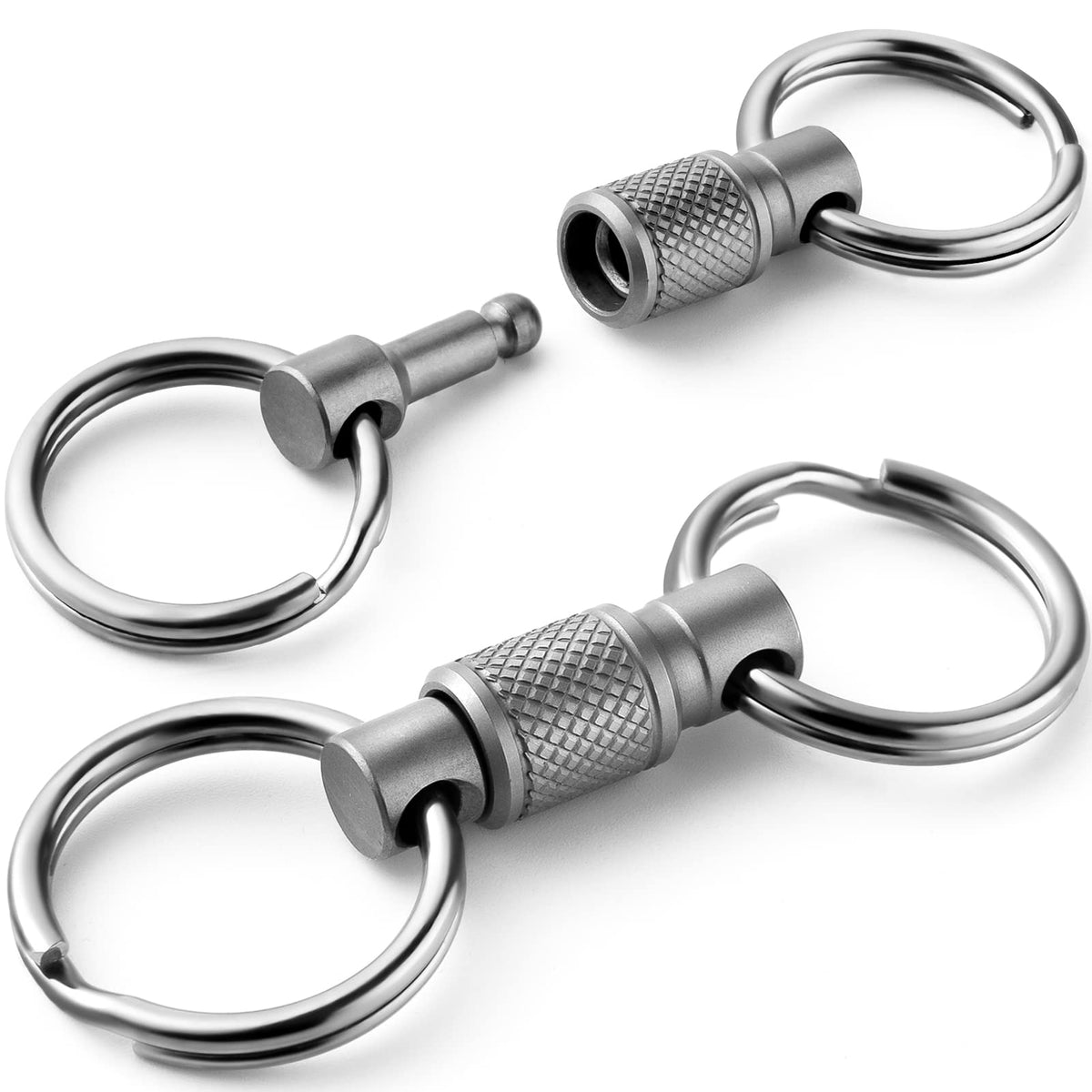 FEGVE titanium quick-release keychain assembly secures keys for fast access