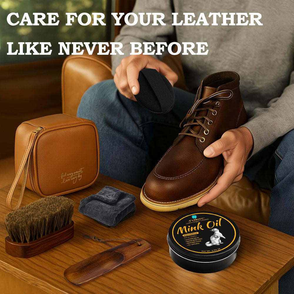 Feilove leather care kit pouch keeps everything organized.