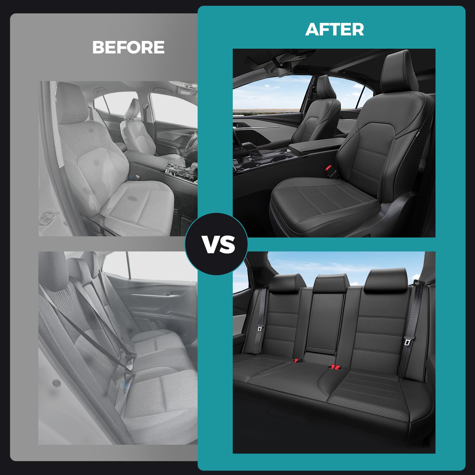 FEINEPRO Camry seat cover kit includes tools and guide for installation.