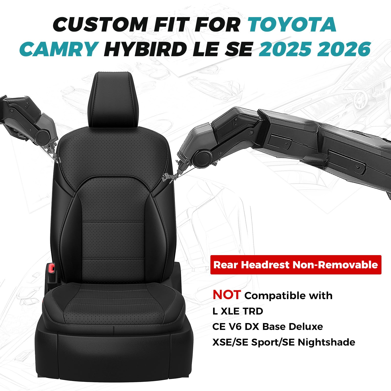 FEINEPRO Camry waterproof layer protects seats from spills and messes.