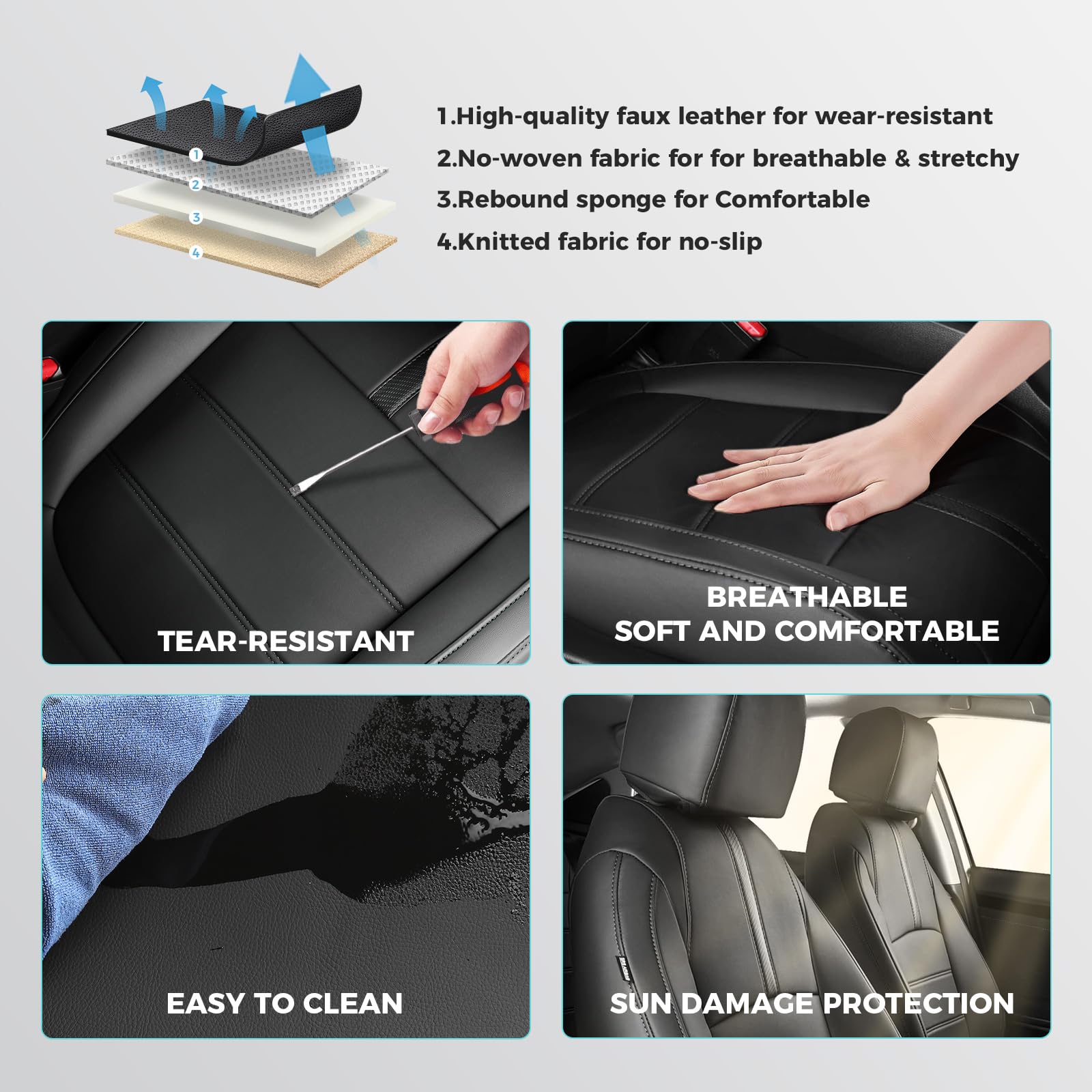 FEINEPRO seat covers are airbag-compatible for safer driving.