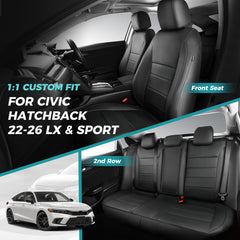 FEINEPRO Honda Civic rear seat cover in black leather for full coverage.