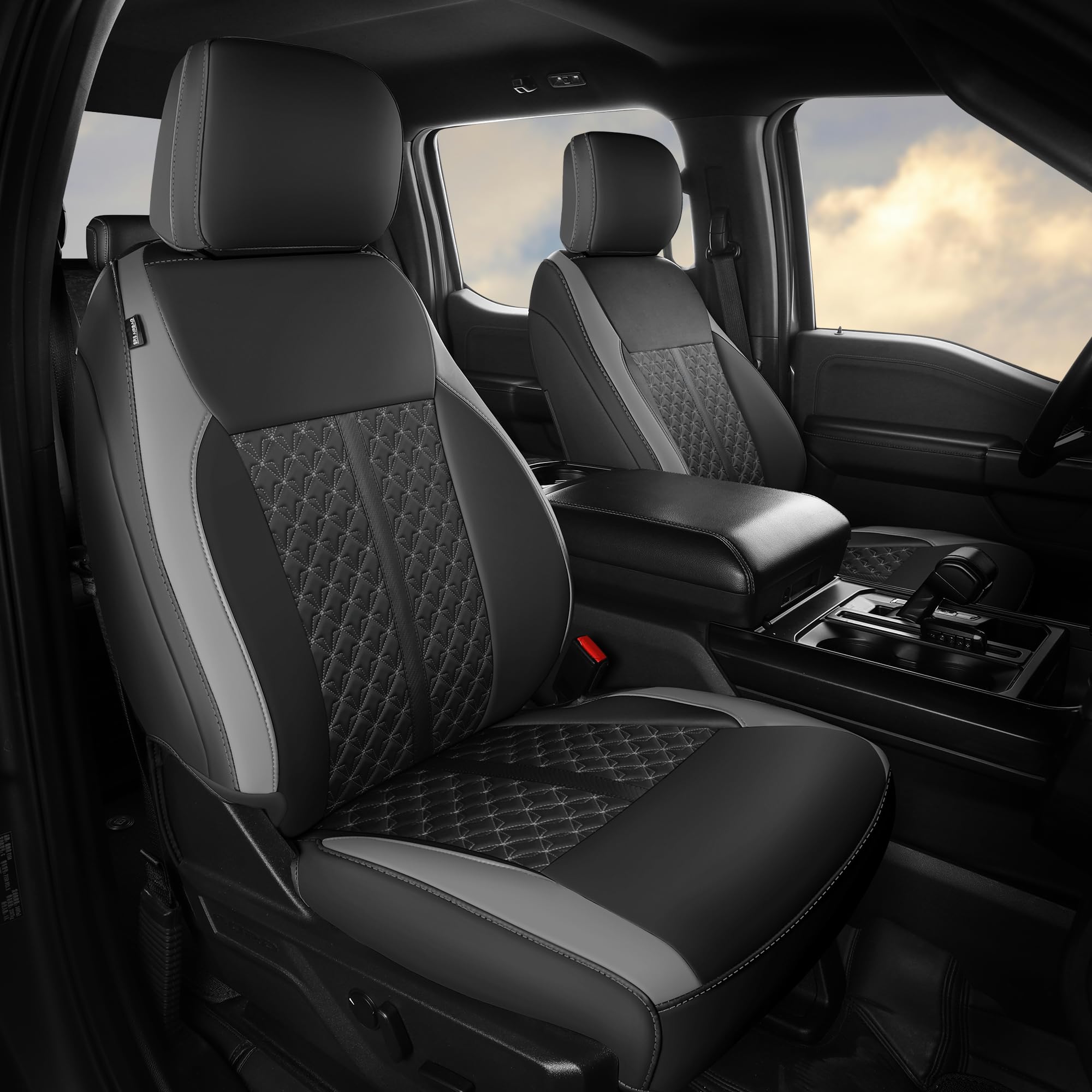 FEINEPRO F-150 seat cover front wrap shows full coverage and fit