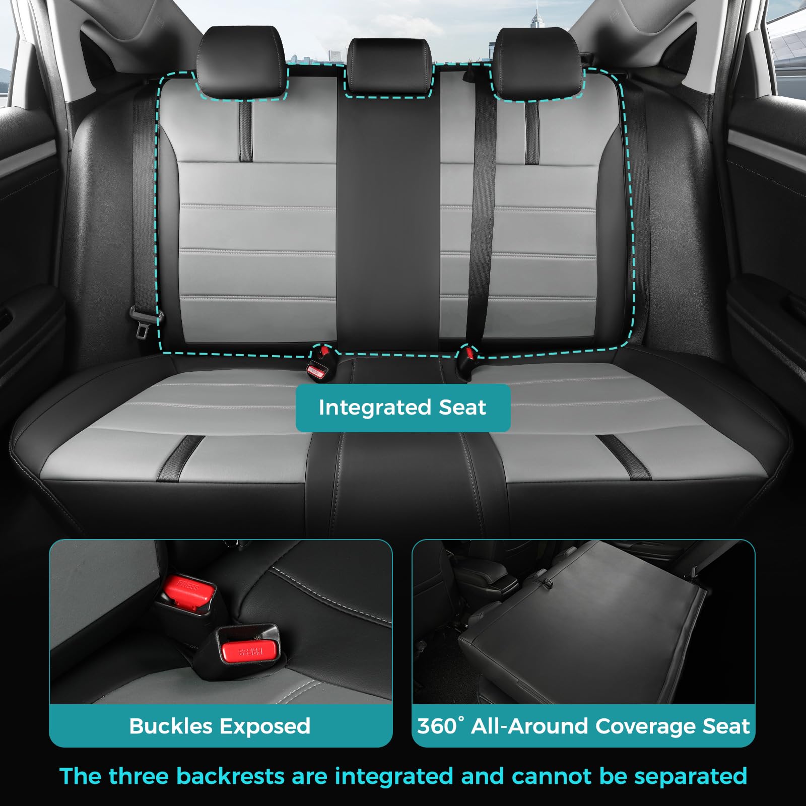 FEINEPRO Nappa leather seat covers are waterproof and stain resistant for everyday use.