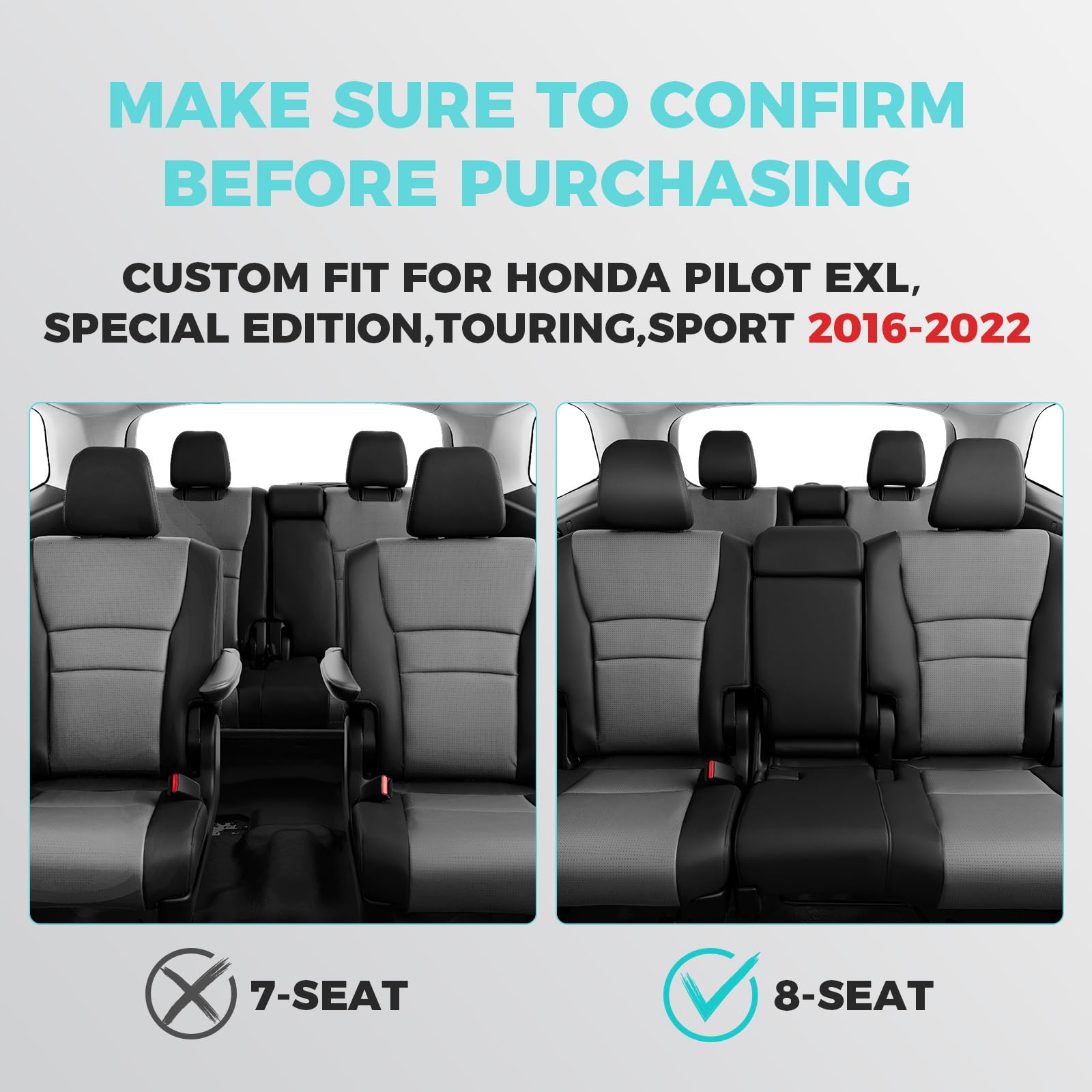 FEINEPRO Honda Pilot three-row fit seat covers preserve interior style.