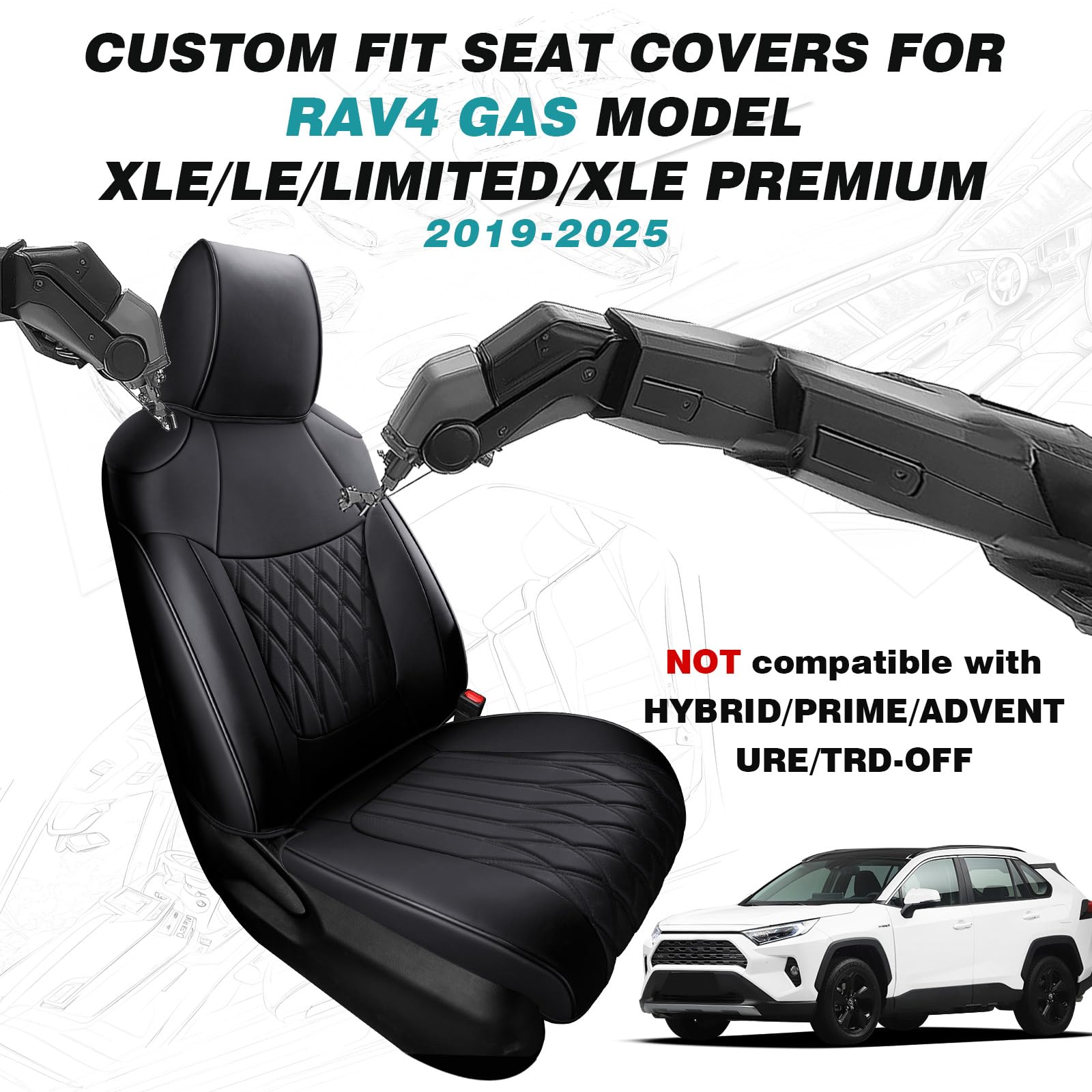 FEINEPRO RAV4 seat cover with 1-1 fit ensures a precise glove-like installation.
