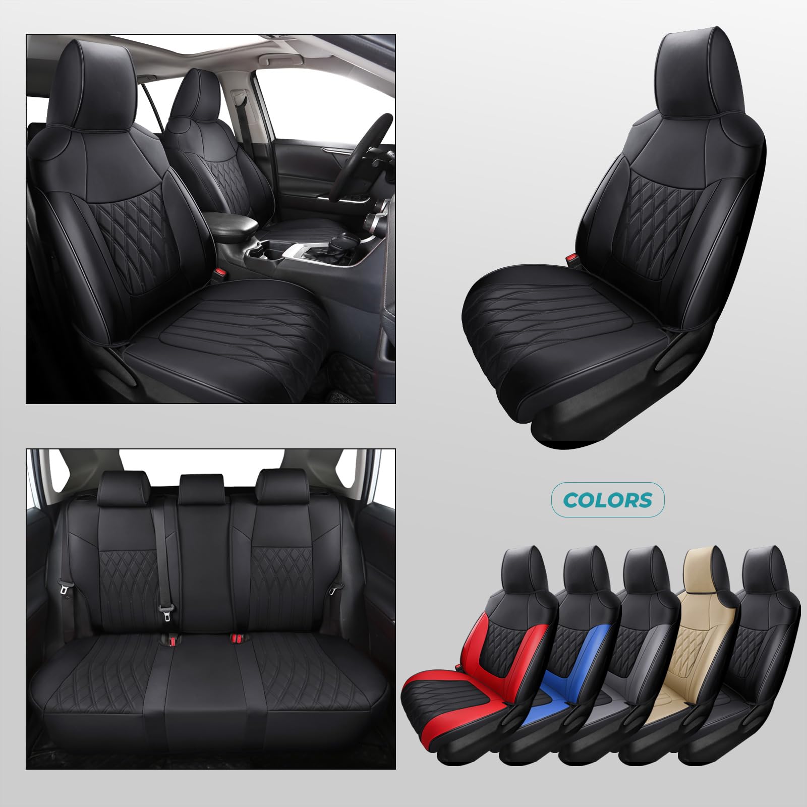FEINEPRO RAV4 seat cover black finish enhances interior aesthetics.