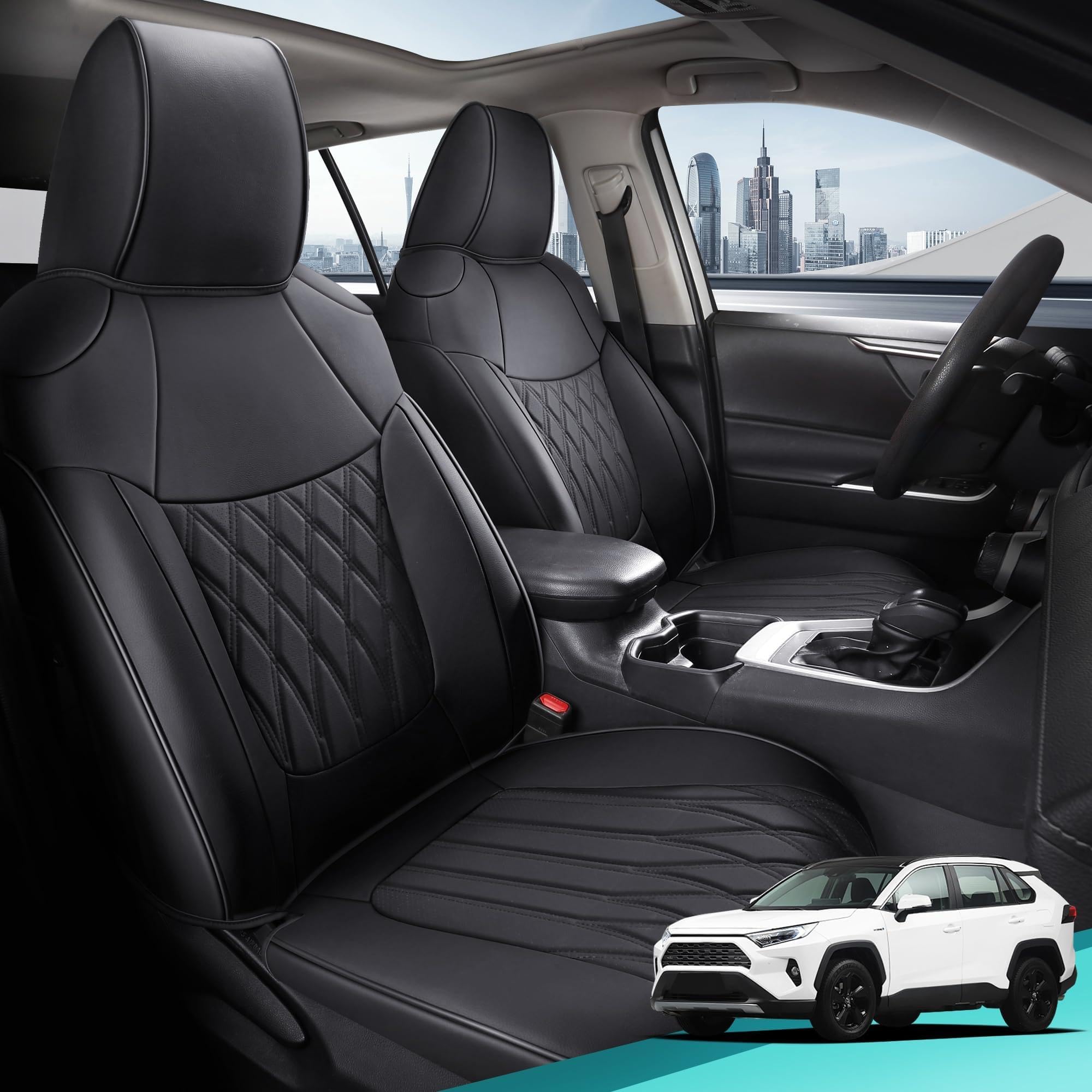 FEINEPRO RAV4 seat cover full set with diamond pattern protects against wear and spills.