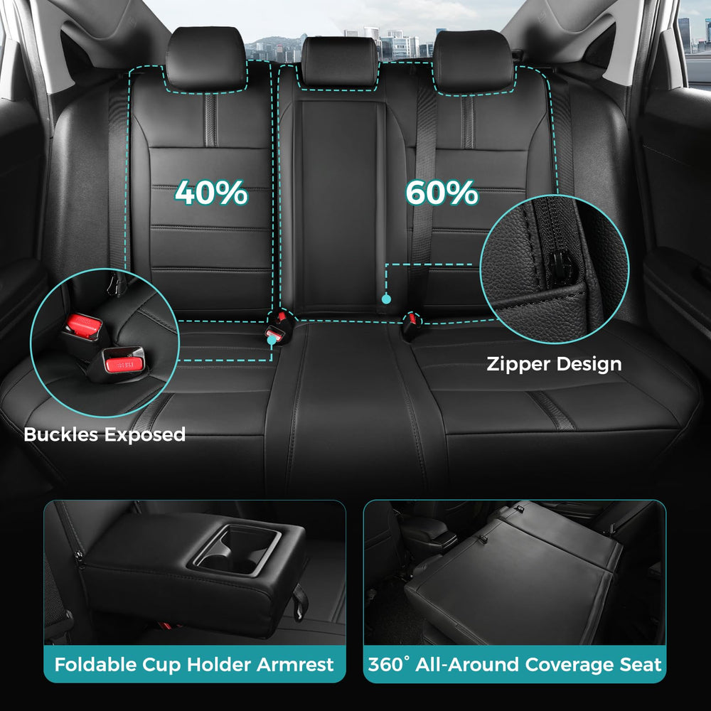 FEINEPRO rear seat covers with 60-40 split and armrest for flexible seating
