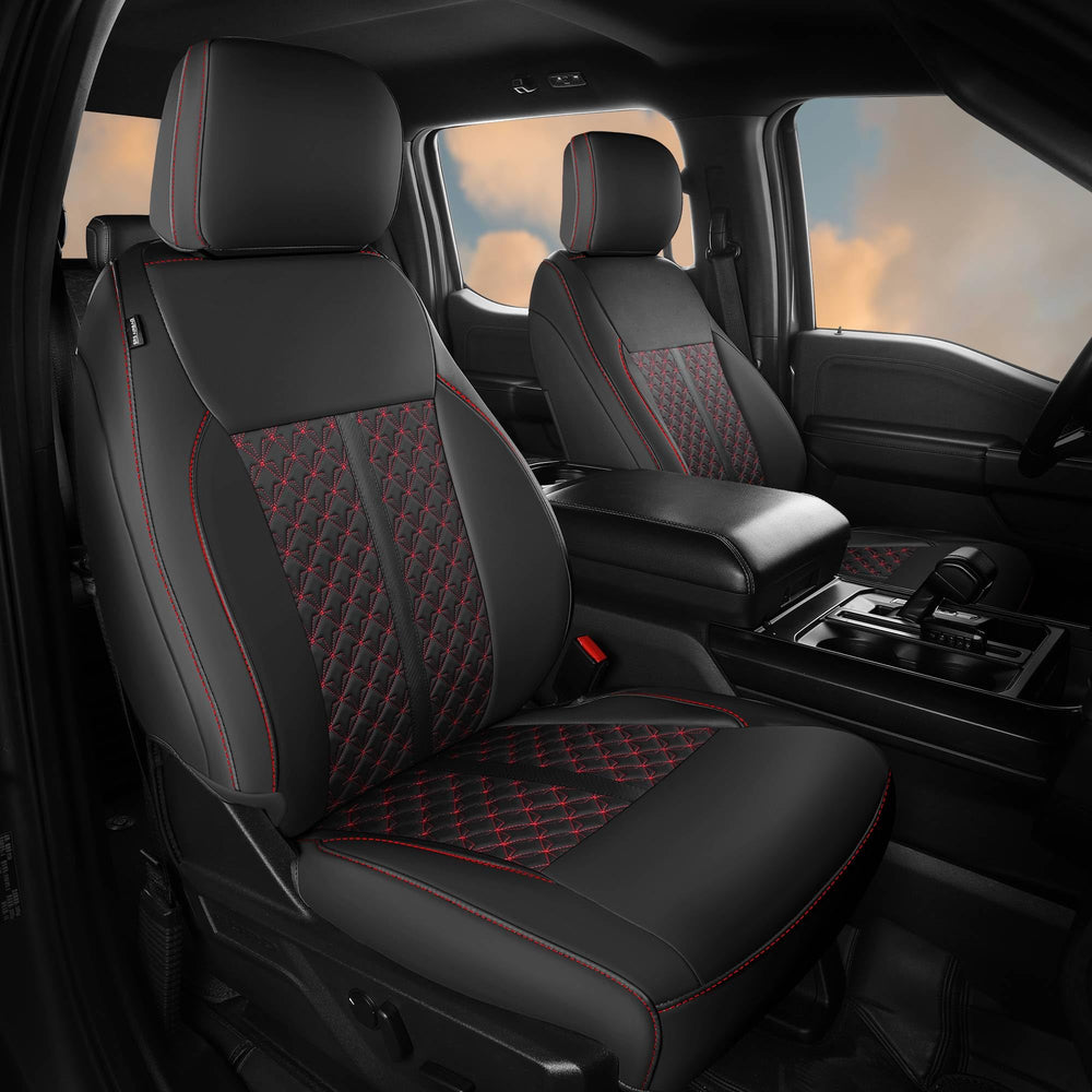 FEINEPRO seat cover for Ford F-150 front view, snug fit and protection.