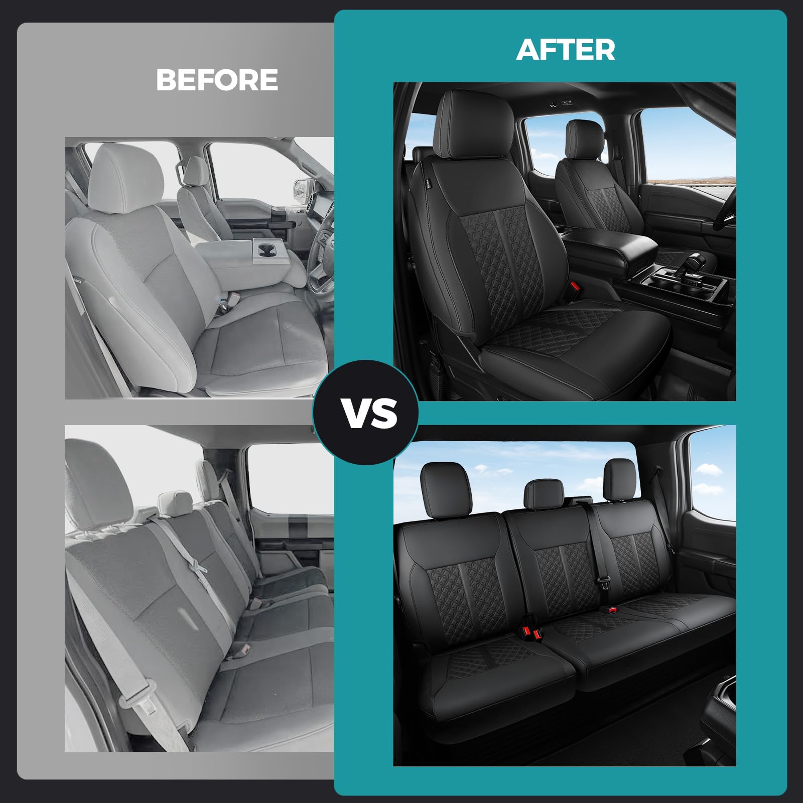 FEINEPRO full-set seat cover protects front and rear seats.