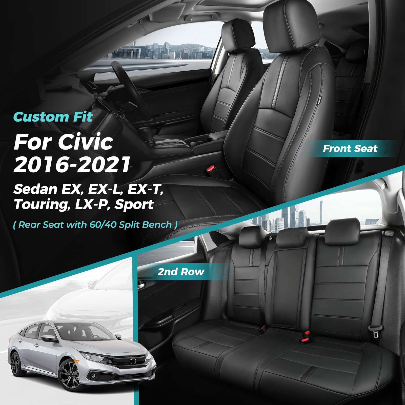 FEINEPRO seat covers compatible with heated and cooled Civic seats