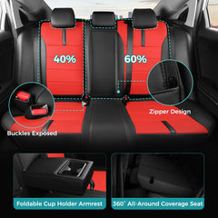 FEINEPRO 60/40 split seatback covers for Civic, compatible with folding rear seat.