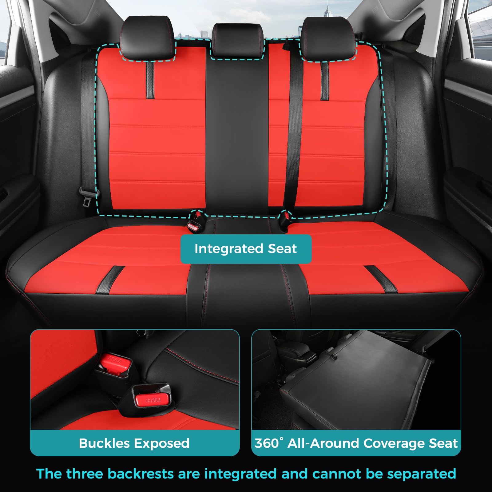 FEINEPRO seat covers front and rear detailing with luxury stitching.