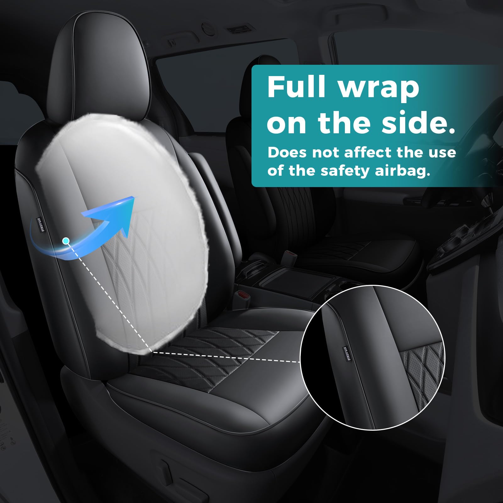 FEINEPRO leather-look seat cover for Sienna enhances interior aesthetics and durability.