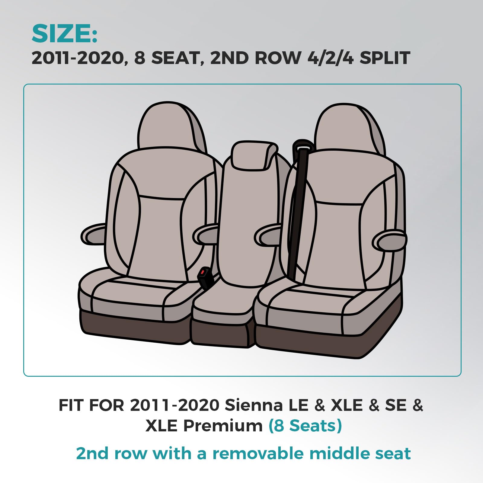 FEINEPRO Sienna middle row seat cover protects against spills while maintaining comfortable access.