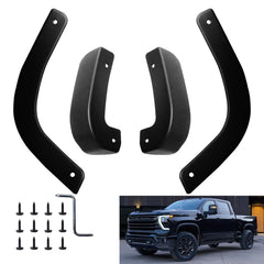 FEIQRAFT mud flap delete front left for Silverado—drill-free install and cleaner fender area.