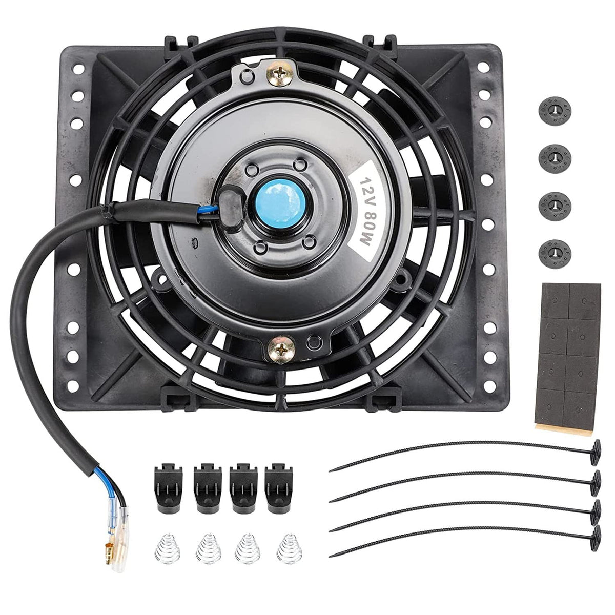 Fekuar 6-inch slim radiator fan front view showing compact profile for engine cooling