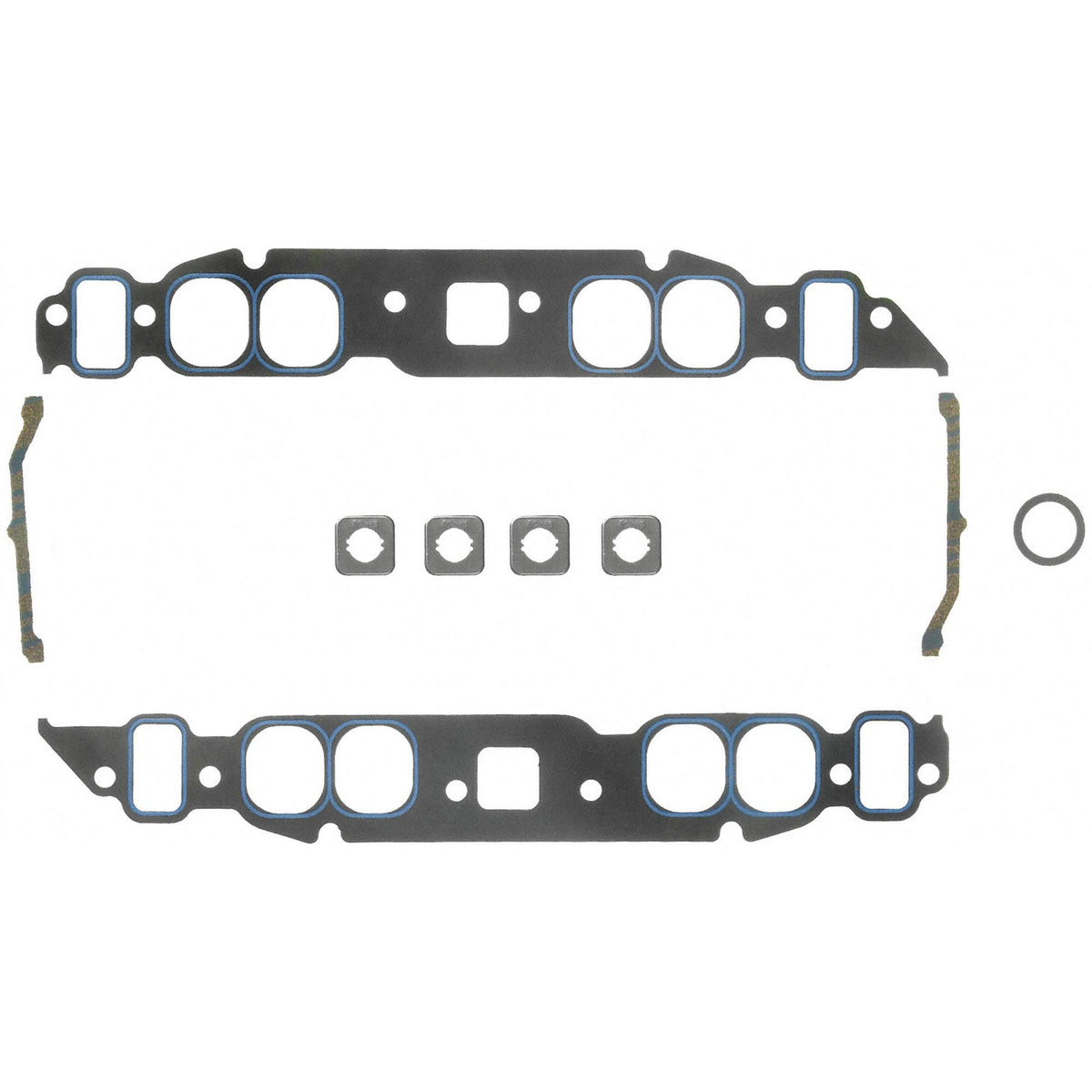 Fel-Pro 1212 intake manifold gasket set front view for GMP V8 engines ensures reliable sealing.