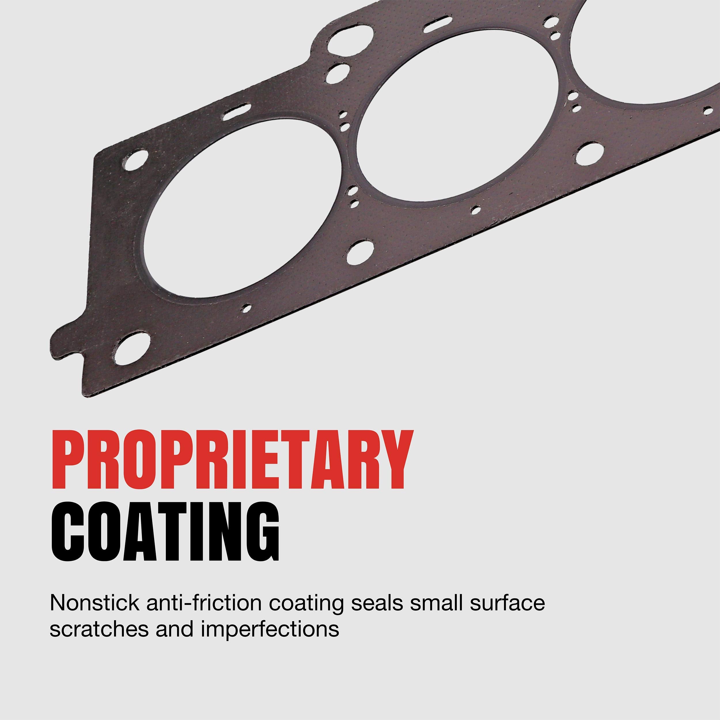 Fel-Pro graphite-facing material indicating durable sealing performance.