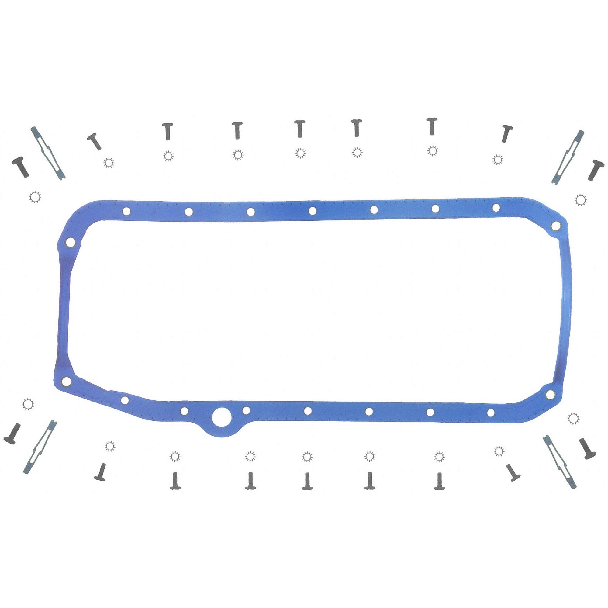 Fel-Pro OS 34509 T oil pan gasket set close-up showing a durable molded rubber seal.