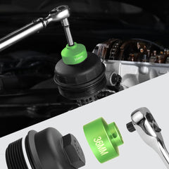 Felisbieti 32mm oil filter socket reaching narrow spaces with a precise, snug grip.