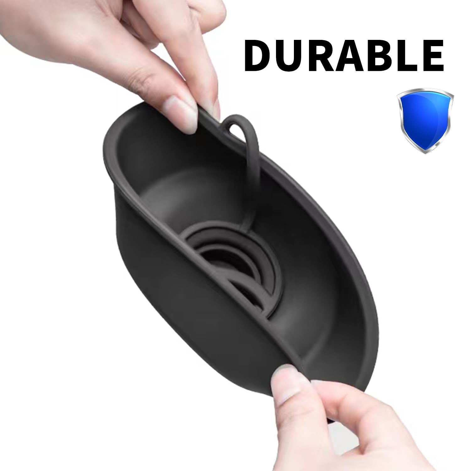 Close-up of Femibon funnel, durable plastic, tidy pour into Tesla reservoir