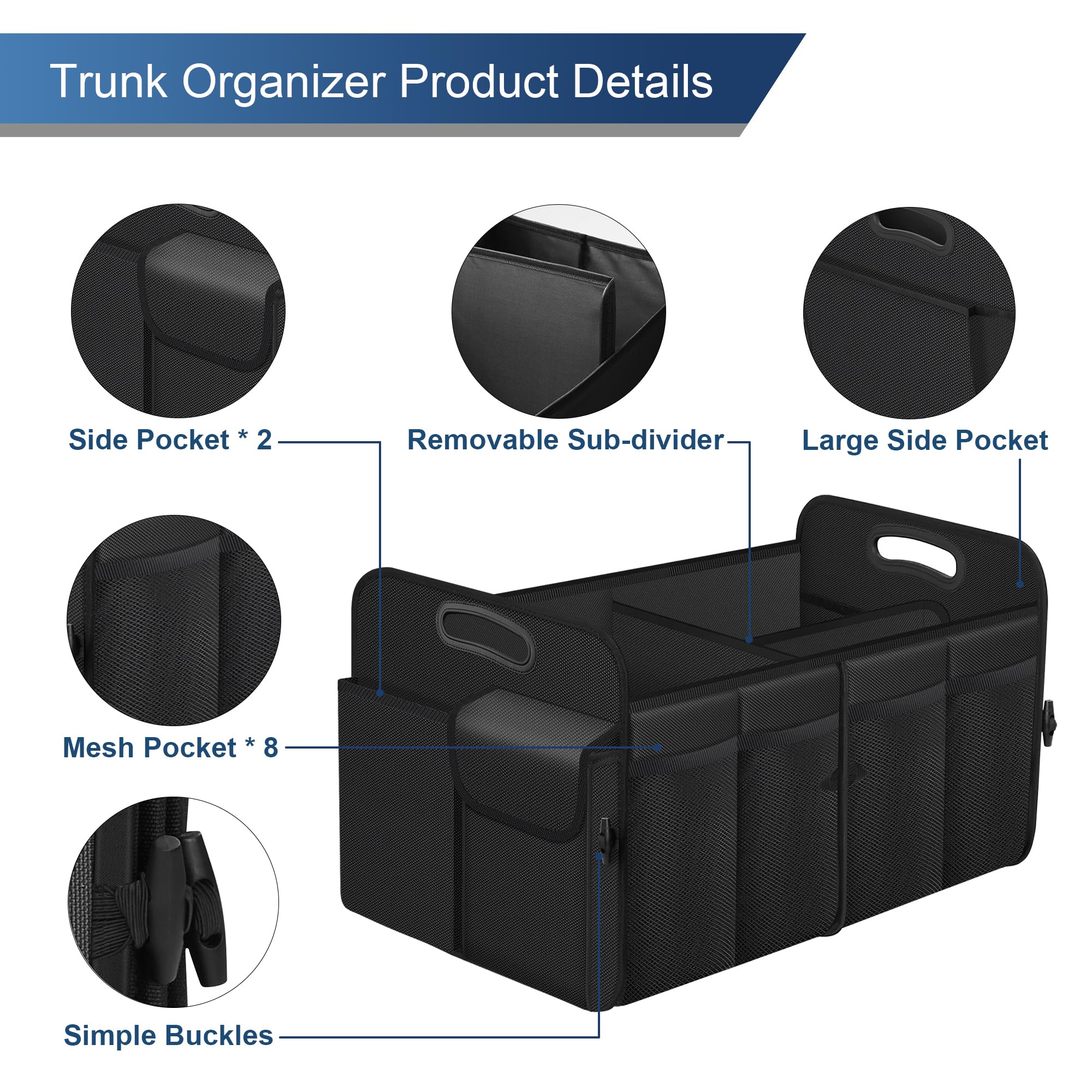 Femuar black trunk organizer complements any interior while improving organization.