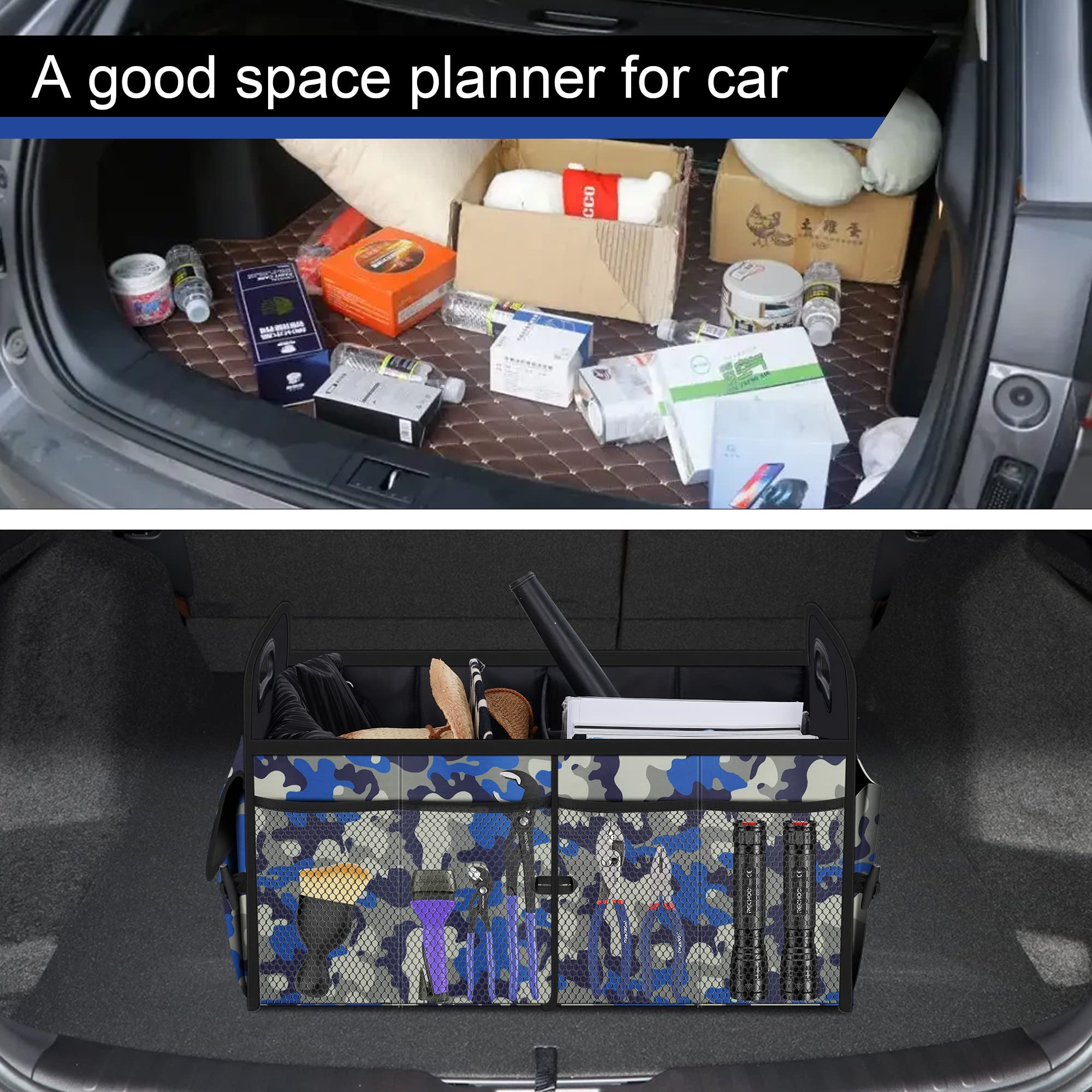 Femuar blue camouflage finish adds rugged style to your trunk.